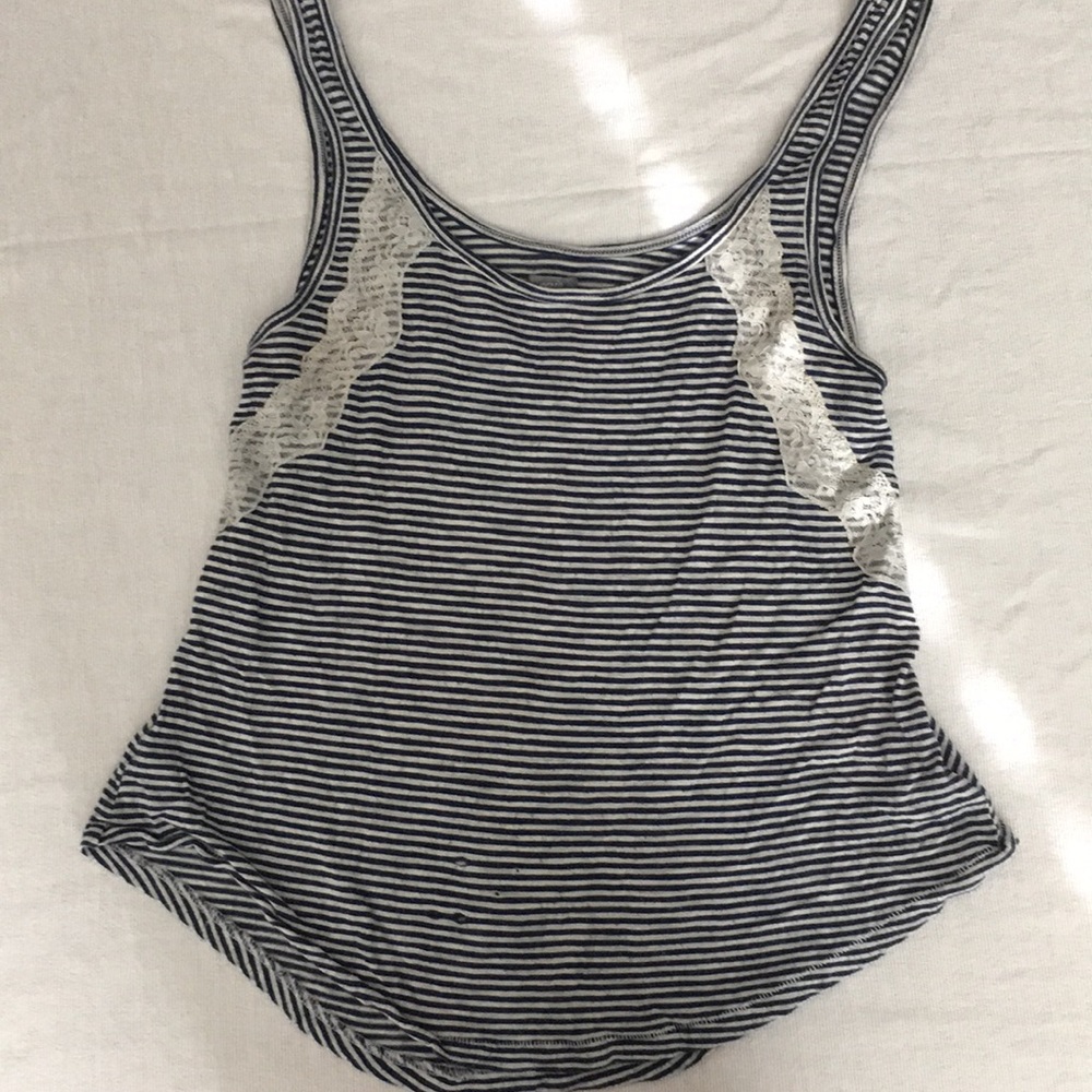 Blue and lace striped Aerie tank top